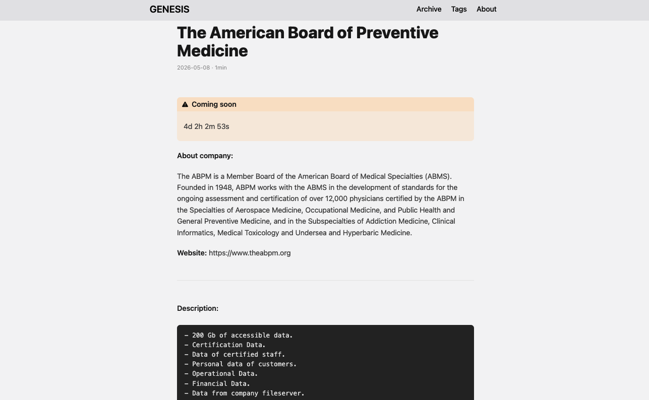 Incident The American Board of Preventive Medicine